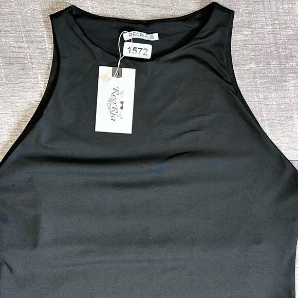 REORIA Ultimate Obsession Halter Bodysuit NEW Womens XL Black Snap Button - Picture 3 of 6